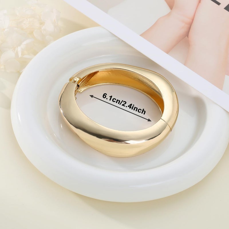 Rainhonor Chunky Gold Bangles Bracelets for Women Gold Cuff Bracelet Set Waterproof Non Tarnish Stack Bracelet for Women Gifts - Image 3